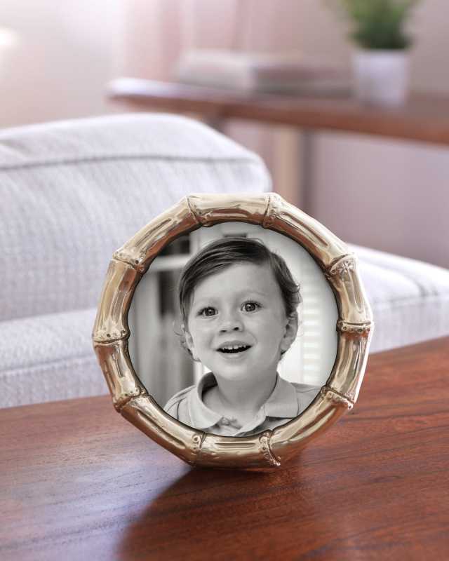 GIFTABLES Sierra Modern Bamboo Round Frame, 5" x 5"